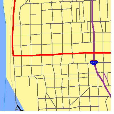 Zip code 70801 close-up map
