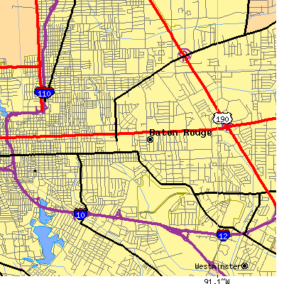Zip code 70806 close-up map