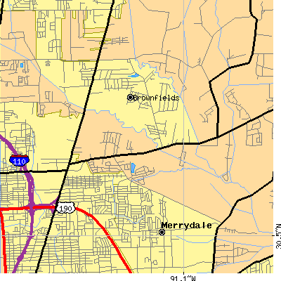 Zip code 70811 close-up map