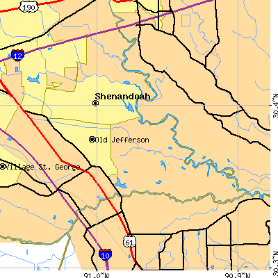 Zip code 70817 close-up map