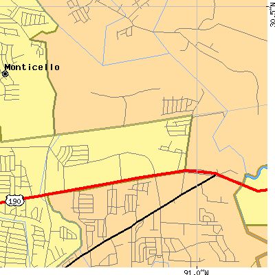 Zip code 70819 close-up map
