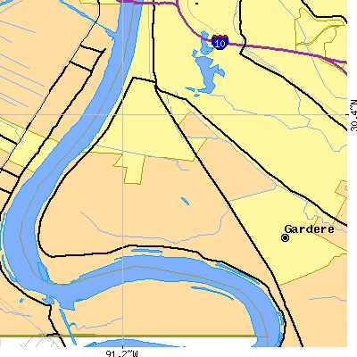 Zip code 70820 close-up map