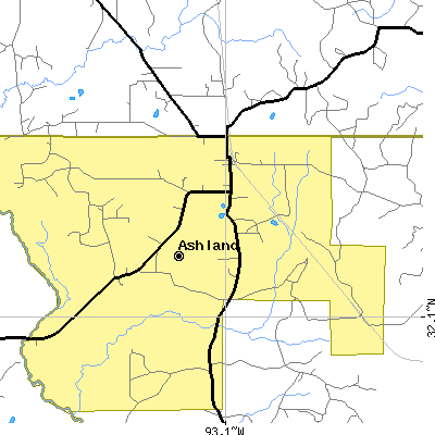 Zip code 71002 close-up map