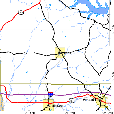 Zip code 71003 close-up map