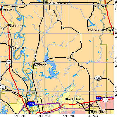 Zip code 71006 close-up map