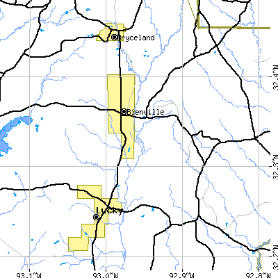 Zip code 71008 close-up map