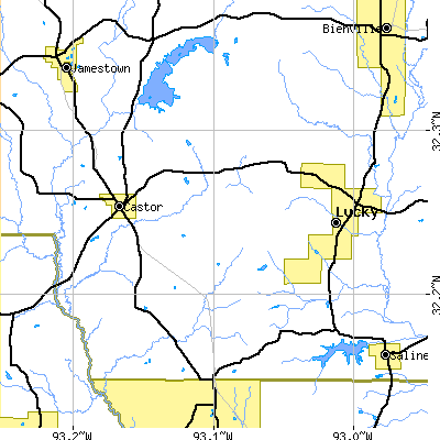 Zip code 71016 close-up map