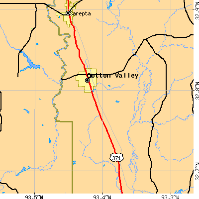 Zip code 71018 close-up map