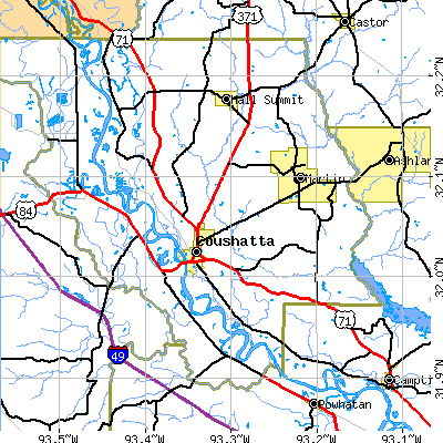 Zip code 71019 close-up map