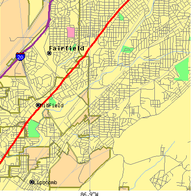 Zip code 35221 close-up map