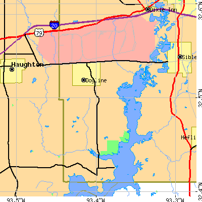 Zip code 71023 close-up map