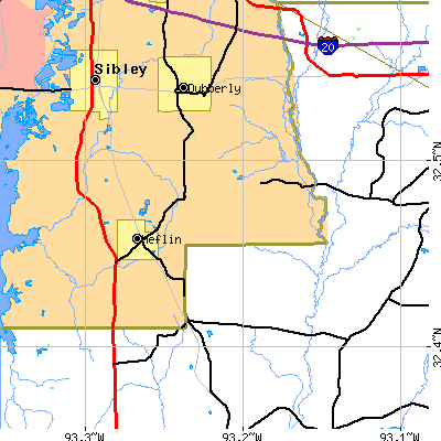 Zip code 71024 close-up map