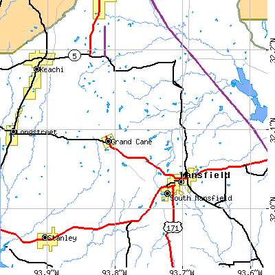 Zip code 71032 close-up map