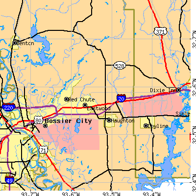 Zip code 71037 close-up map