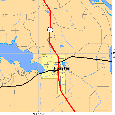Zip code 71043 close-up map