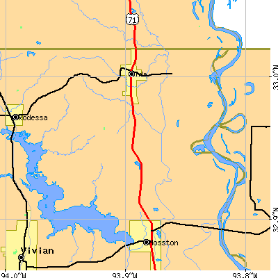 Zip code 71044 close-up map