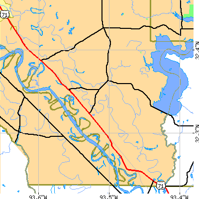 Zip code 71051 close-up map