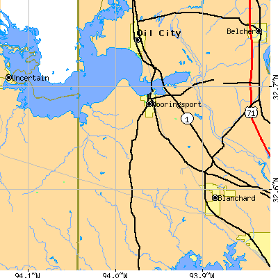 Zip code 71060 close-up map