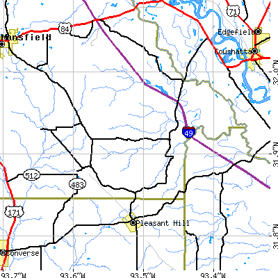 Zip code 71063 close-up map