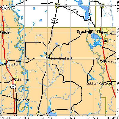 Zip code 71064 close-up map