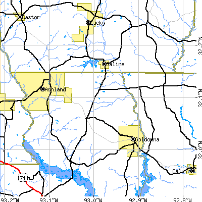 Zip code 71070 close-up map