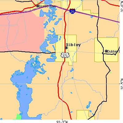 Zip code 71073 close-up map