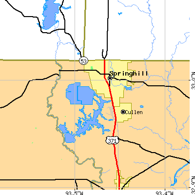 Zip code 71075 close-up map