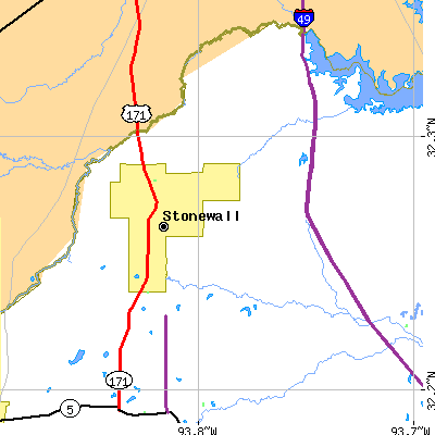 Zip code 71078 close-up map