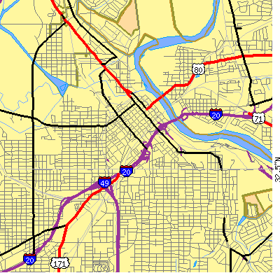 Zip code 71101 close-up map