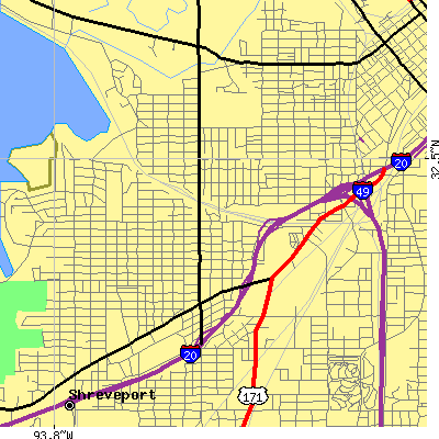 Zip code 71103 close-up map