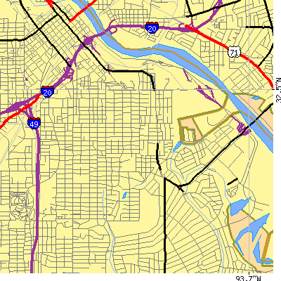Zip code 71104 close-up map