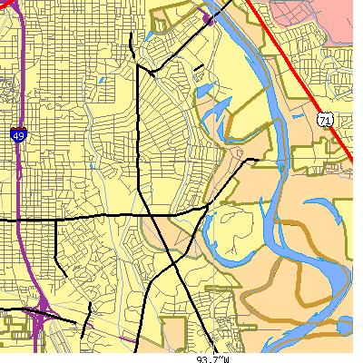 Zip code 71105 close-up map