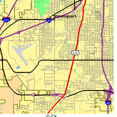 Zip code 71108 close-up map