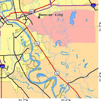 Zip code 71112 close-up map