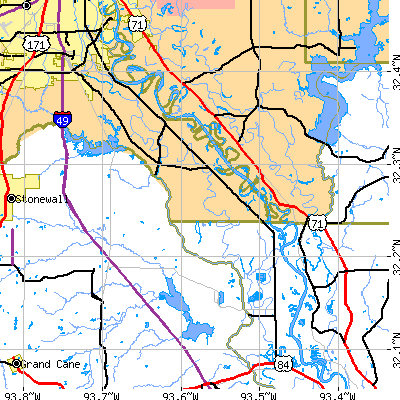Zip code 71115 close-up map
