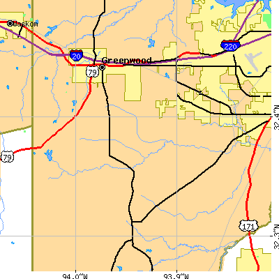 Zip code 71129 close-up map