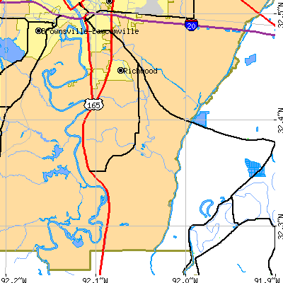 Zip code 71202 close-up map