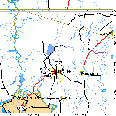 Zip code 71220 close-up map