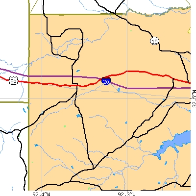 Zip code 71225 close-up map