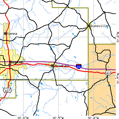 Zip code 71227 close-up map
