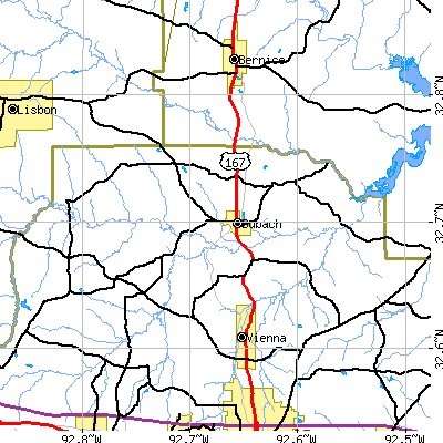 Zip code 71235 close-up map