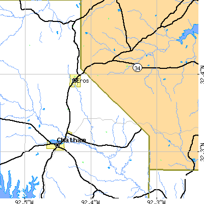 Zip code 71238 close-up map