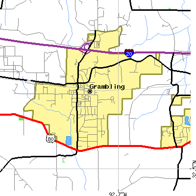 Zip code 71245 close-up map