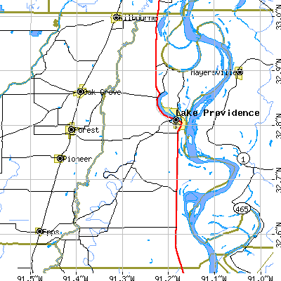 Zip code 71254 close-up map
