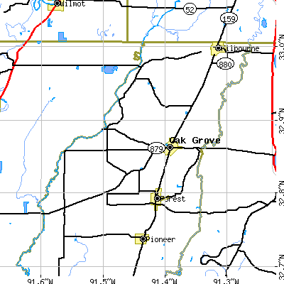 Zip code 71263 close-up map