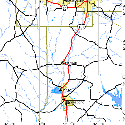 Zip code 71268 close-up map