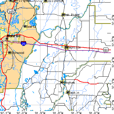 Zip code 71269 close-up map