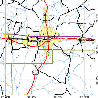 Zip code 71270 close-up map