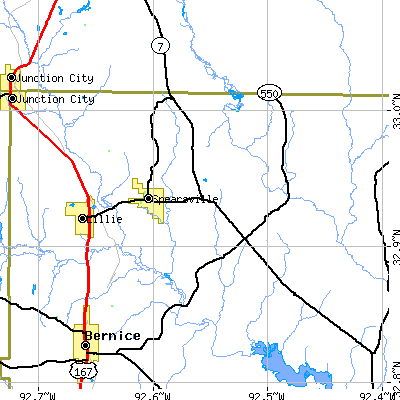 Zip code 71277 close-up map