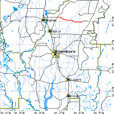 Zip code 71295 close-up map
